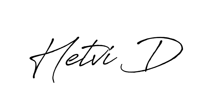 Create a beautiful signature design for name Hetvi D. With this signature (Antro_Vectra_Bolder) fonts, you can make a handwritten signature for free. Hetvi D signature style 7 images and pictures png