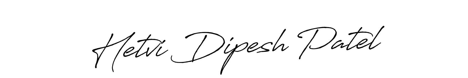 How to make Hetvi Dipesh Patel name signature. Use Antro_Vectra_Bolder style for creating short signs online. This is the latest handwritten sign. Hetvi Dipesh Patel signature style 7 images and pictures png