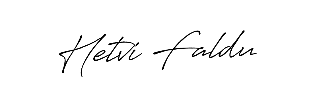 Make a beautiful signature design for name Hetvi Faldu. With this signature (Antro_Vectra_Bolder) style, you can create a handwritten signature for free. Hetvi Faldu signature style 7 images and pictures png