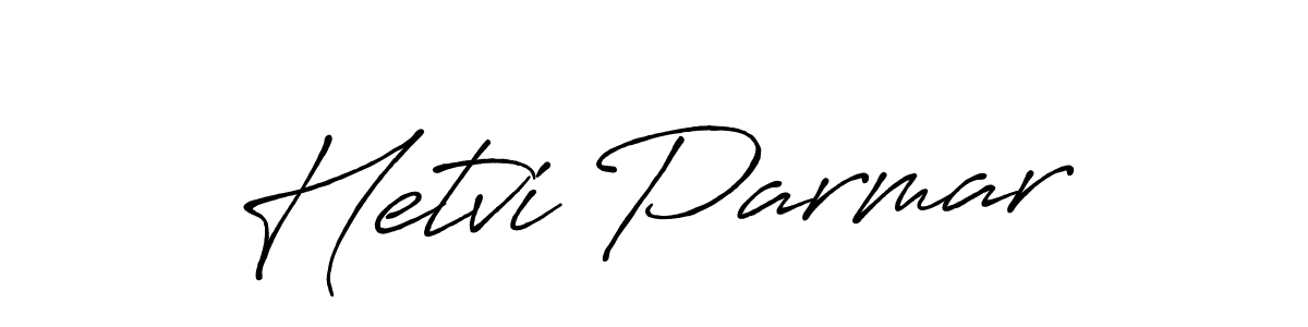 Make a beautiful signature design for name Hetvi Parmar. With this signature (Antro_Vectra_Bolder) style, you can create a handwritten signature for free. Hetvi Parmar signature style 7 images and pictures png