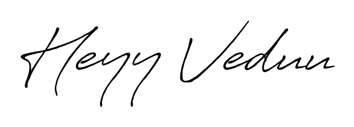A sleek calligraphic signature for name Heyy Veduu utilizing Antro_Vectra_Bolder styling. Great for adding personal signatures to photos and art. Heyy Veduu signature style 7 images and pictures png