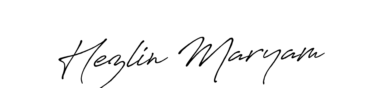 How to make Hezlin Maryam name signature. Use Antro_Vectra_Bolder style for creating short signs online. This is the latest handwritten sign. Hezlin Maryam signature style 7 images and pictures png