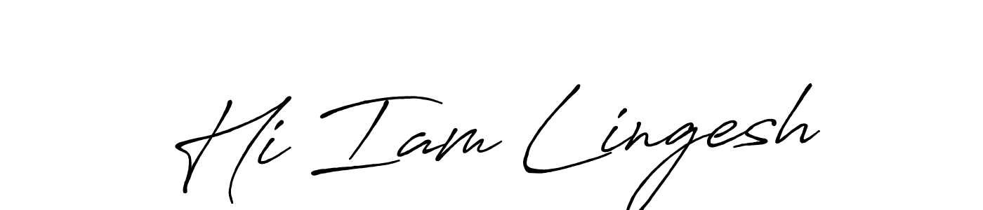 How to make Hi Iam Lingesh name signature. Use Antro_Vectra_Bolder style for creating short signs online. This is the latest handwritten sign. Hi Iam Lingesh signature style 7 images and pictures png