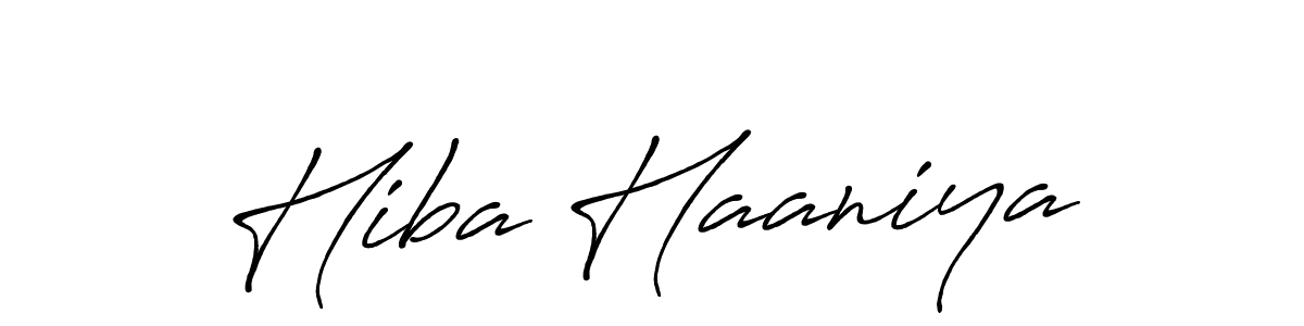 Make a beautiful signature design for name Hiba Haaniya. With this signature (Antro_Vectra_Bolder) style, you can create a handwritten signature for free. Hiba Haaniya signature style 7 images and pictures png