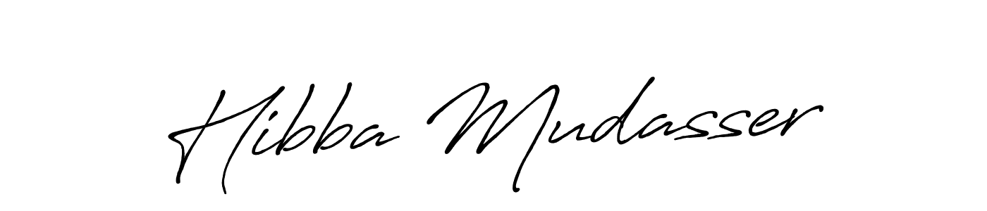 Create a beautiful signature design for name Hibba Mudasser. With this signature (Antro_Vectra_Bolder) fonts, you can make a handwritten signature for free. Hibba Mudasser signature style 7 images and pictures png