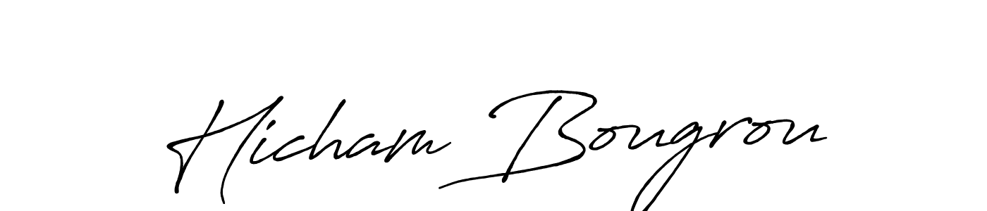 Use a signature maker to create a handwritten signature online. With this signature software, you can design (Antro_Vectra_Bolder) your own signature for name Hicham Bougrou. Hicham Bougrou signature style 7 images and pictures png