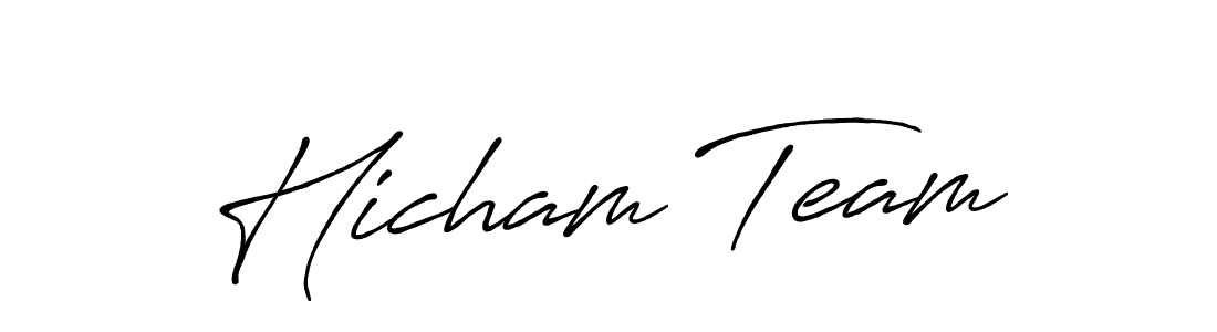 How to make Hicham Team signature? Antro_Vectra_Bolder is a professional autograph style. Create handwritten signature for Hicham Team name. Hicham Team signature style 7 images and pictures png