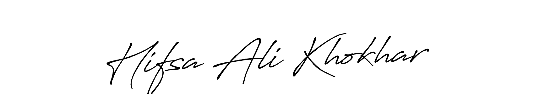 How to make Hifsa Ali Khokhar name signature. Use Antro_Vectra_Bolder style for creating short signs online. This is the latest handwritten sign. Hifsa Ali Khokhar signature style 7 images and pictures png