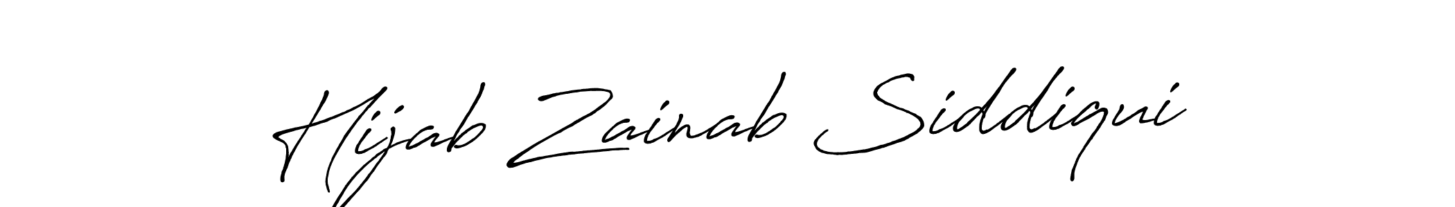 Create a beautiful signature design for name Hijab Zainab Siddiqui. With this signature (Antro_Vectra_Bolder) fonts, you can make a handwritten signature for free. Hijab Zainab Siddiqui signature style 7 images and pictures png