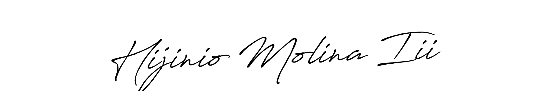 The best way (Antro_Vectra_Bolder) to make a short signature is to pick only two or three words in your name. The name Hijinio Molina Iii include a total of six letters. For converting this name. Hijinio Molina Iii signature style 7 images and pictures png