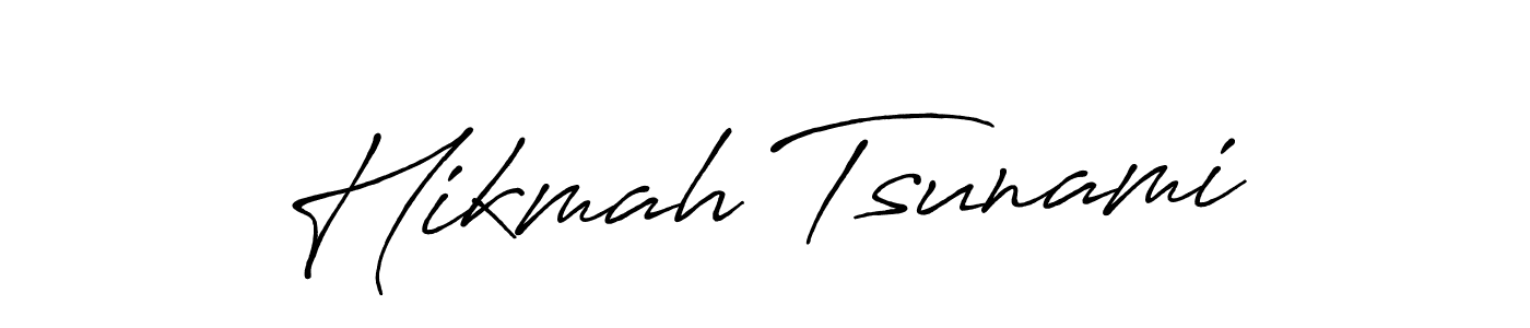 How to make Hikmah Tsunami name signature. Use Antro_Vectra_Bolder style for creating short signs online. This is the latest handwritten sign. Hikmah Tsunami signature style 7 images and pictures png