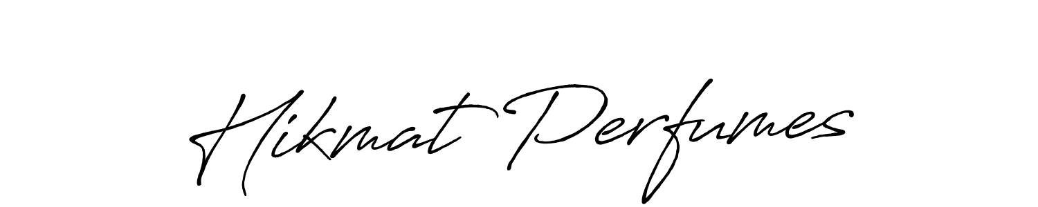Create a beautiful signature design for name Hikmat Perfumes. With this signature (Antro_Vectra_Bolder) fonts, you can make a handwritten signature for free. Hikmat Perfumes signature style 7 images and pictures png