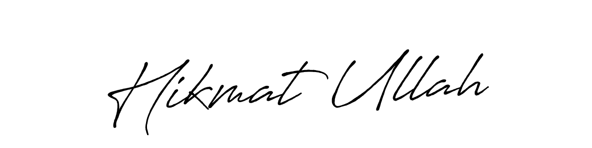 How to make Hikmat Ullah name signature. Use Antro_Vectra_Bolder style for creating short signs online. This is the latest handwritten sign. Hikmat Ullah signature style 7 images and pictures png