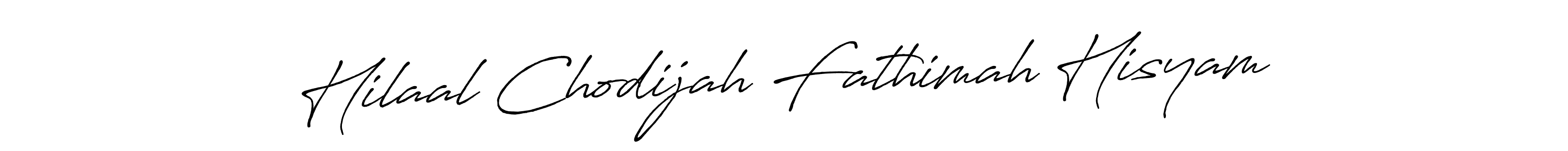 Make a beautiful signature design for name Hilaal Chodijah Fathimah Hisyam. With this signature (Antro_Vectra_Bolder) style, you can create a handwritten signature for free. Hilaal Chodijah Fathimah Hisyam signature style 7 images and pictures png