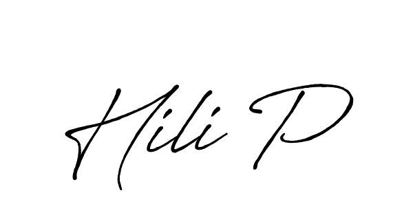 Use a signature maker to create a handwritten signature online. With this signature software, you can design (Antro_Vectra_Bolder) your own signature for name Hili P. Hili P signature style 7 images and pictures png