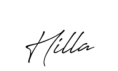 Use a signature maker to create a handwritten signature online. With this signature software, you can design (Antro_Vectra_Bolder) your own signature for name Hilla. Hilla signature style 7 images and pictures png