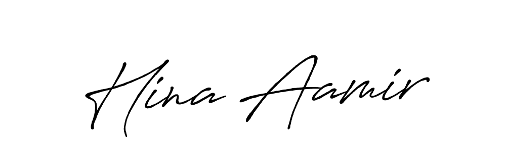 You should practise on your own different ways (Antro_Vectra_Bolder) to write your name (Hina Aamir) in signature. don't let someone else do it for you. Hina Aamir signature style 7 images and pictures png
