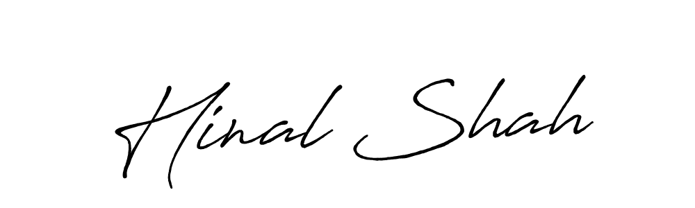 How to make Hinal Shah name signature. Use Antro_Vectra_Bolder style for creating short signs online. This is the latest handwritten sign. Hinal Shah signature style 7 images and pictures png