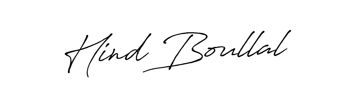 How to make Hind Boullal name signature. Use Antro_Vectra_Bolder style for creating short signs online. This is the latest handwritten sign. Hind Boullal signature style 7 images and pictures png