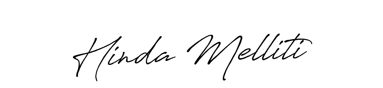 Make a beautiful signature design for name Hinda Melliti. With this signature (Antro_Vectra_Bolder) style, you can create a handwritten signature for free. Hinda Melliti signature style 7 images and pictures png