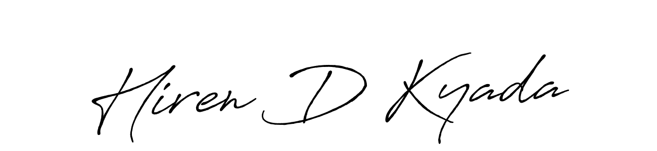 How to make Hiren D Kyada name signature. Use Antro_Vectra_Bolder style for creating short signs online. This is the latest handwritten sign. Hiren D Kyada signature style 7 images and pictures png