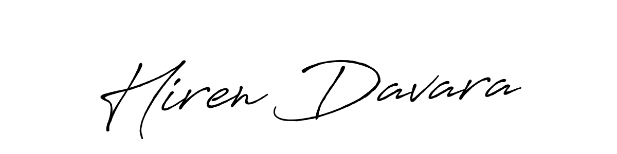 How to make Hiren Davara name signature. Use Antro_Vectra_Bolder style for creating short signs online. This is the latest handwritten sign. Hiren Davara signature style 7 images and pictures png