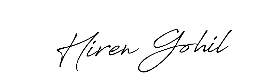 Make a beautiful signature design for name Hiren Gohil. With this signature (Antro_Vectra_Bolder) style, you can create a handwritten signature for free. Hiren Gohil signature style 7 images and pictures png