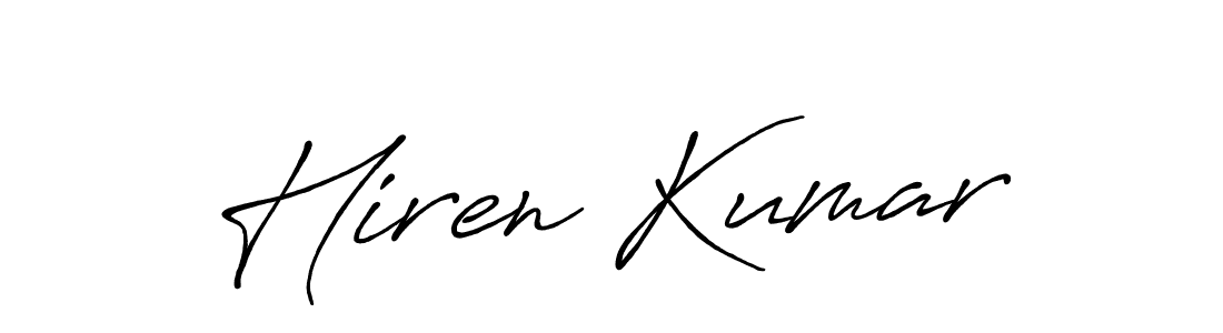 Also You can easily find your signature by using the search form. We will create Hiren Kumar name handwritten signature images for you free of cost using Antro_Vectra_Bolder sign style. Hiren Kumar signature style 7 images and pictures png