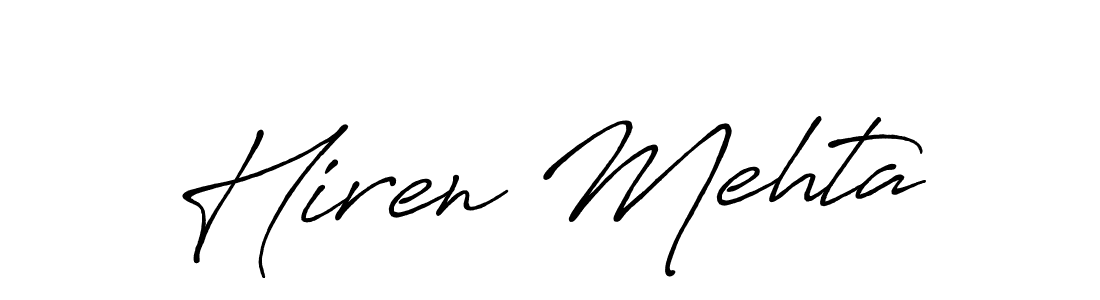 Design your own signature with our free online signature maker. With this signature software, you can create a handwritten (Antro_Vectra_Bolder) signature for name Hiren Mehta. Hiren Mehta signature style 7 images and pictures png