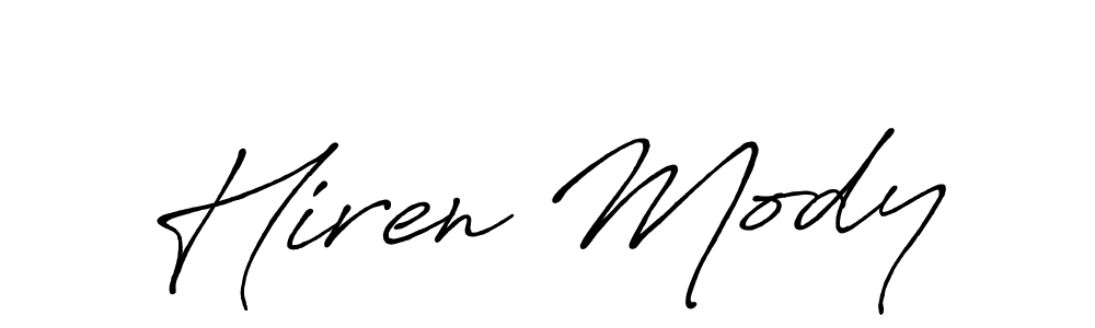 Hiren Mody stylish signature style. Best Handwritten Sign (Antro_Vectra_Bolder) for my name. Handwritten Signature Collection Ideas for my name Hiren Mody. Hiren Mody signature style 7 images and pictures png