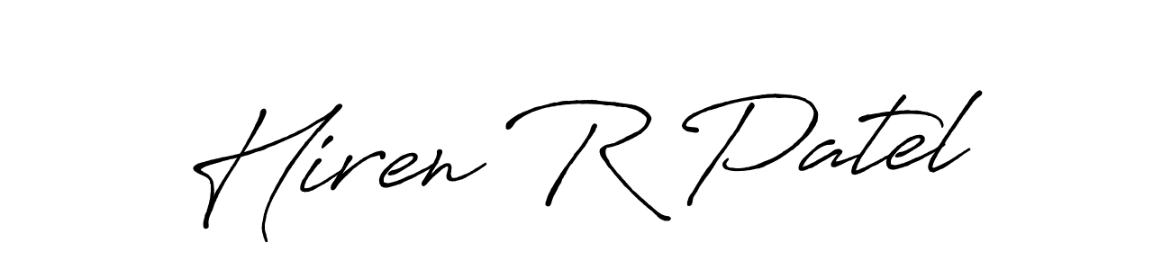 How to make Hiren R Patel signature? Antro_Vectra_Bolder is a professional autograph style. Create handwritten signature for Hiren R Patel name. Hiren R Patel signature style 7 images and pictures png