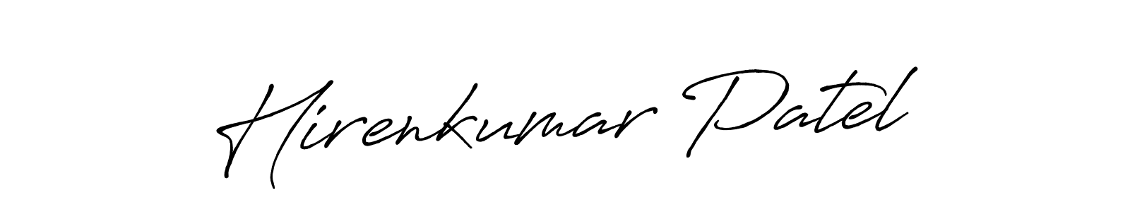 How to make Hirenkumar Patel name signature. Use Antro_Vectra_Bolder style for creating short signs online. This is the latest handwritten sign. Hirenkumar Patel signature style 7 images and pictures png