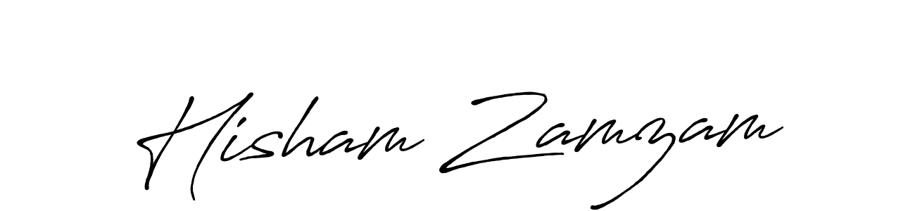 Make a beautiful signature design for name Hisham Zamzam. With this signature (Antro_Vectra_Bolder) style, you can create a handwritten signature for free. Hisham Zamzam signature style 7 images and pictures png