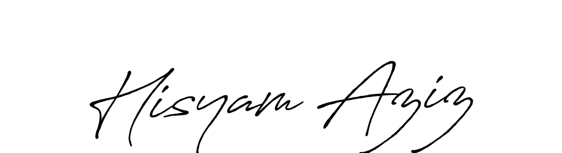 How to make Hisyam Aziz name signature. Use Antro_Vectra_Bolder style for creating short signs online. This is the latest handwritten sign. Hisyam Aziz signature style 7 images and pictures png