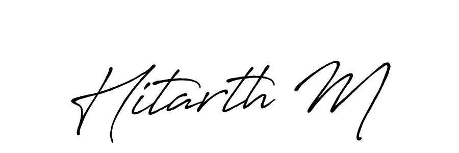 It looks lik you need a new signature style for name Hitarth M. Design unique handwritten (Antro_Vectra_Bolder) signature with our free signature maker in just a few clicks. Hitarth M signature style 7 images and pictures png