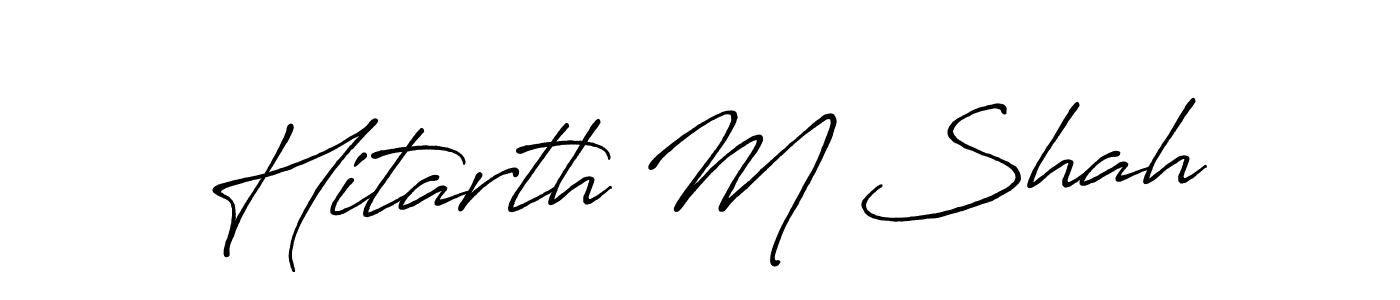 How to make Hitarth M Shah name signature. Use Antro_Vectra_Bolder style for creating short signs online. This is the latest handwritten sign. Hitarth M Shah signature style 7 images and pictures png