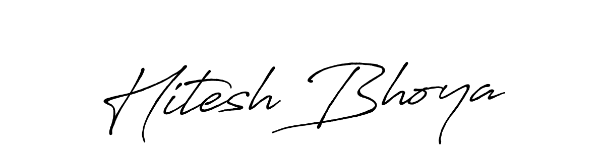 How to make Hitesh Bhoya name signature. Use Antro_Vectra_Bolder style for creating short signs online. This is the latest handwritten sign. Hitesh Bhoya signature style 7 images and pictures png