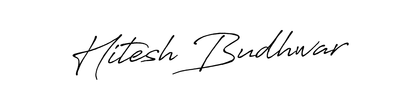 Create a beautiful signature design for name Hitesh Budhwar. With this signature (Antro_Vectra_Bolder) fonts, you can make a handwritten signature for free. Hitesh Budhwar signature style 7 images and pictures png