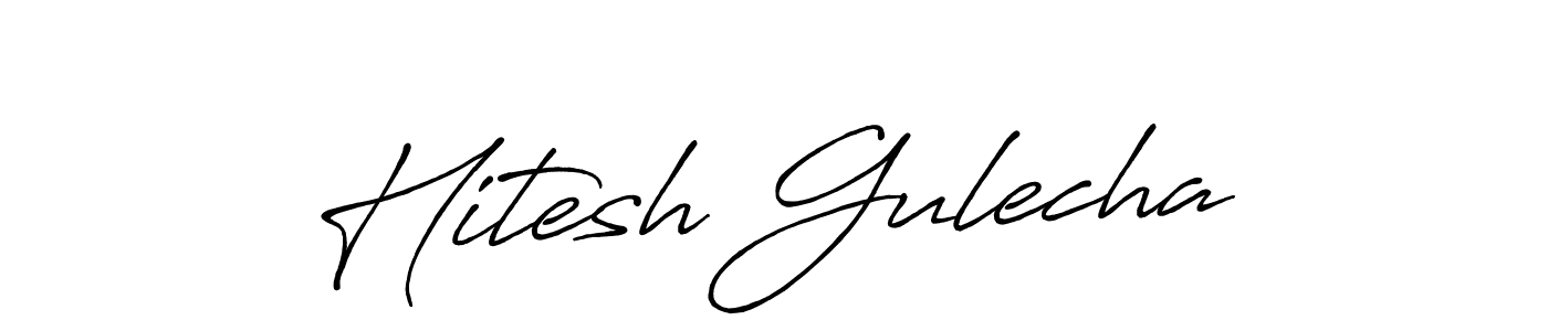 How to make Hitesh Gulecha name signature. Use Antro_Vectra_Bolder style for creating short signs online. This is the latest handwritten sign. Hitesh Gulecha signature style 7 images and pictures png