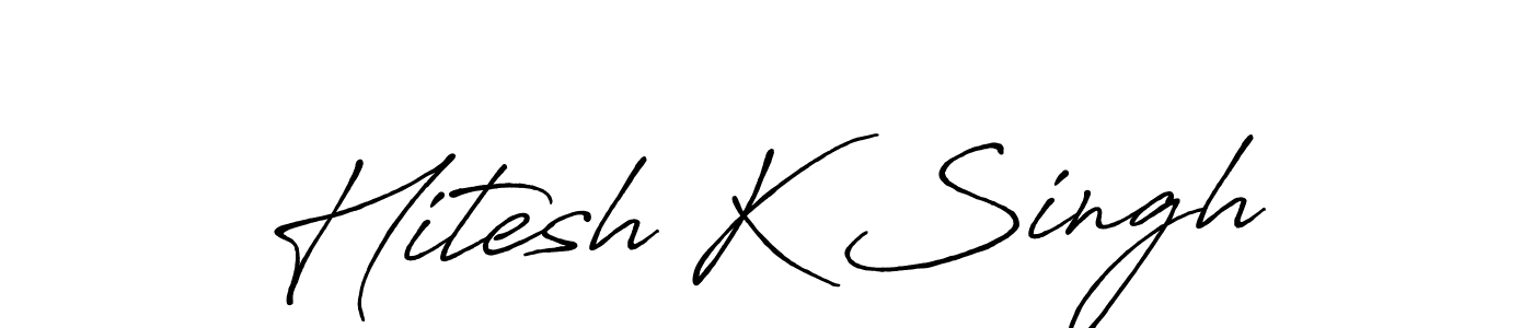 Also You can easily find your signature by using the search form. We will create Hitesh K Singh name handwritten signature images for you free of cost using Antro_Vectra_Bolder sign style. Hitesh K Singh signature style 7 images and pictures png