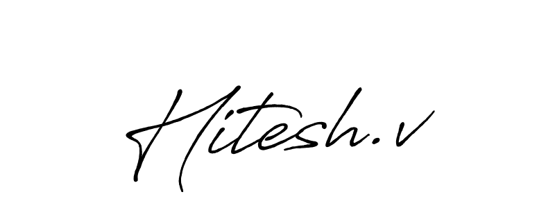 How to make Hitesh.v signature? Antro_Vectra_Bolder is a professional autograph style. Create handwritten signature for Hitesh.v name. Hitesh.v signature style 7 images and pictures png