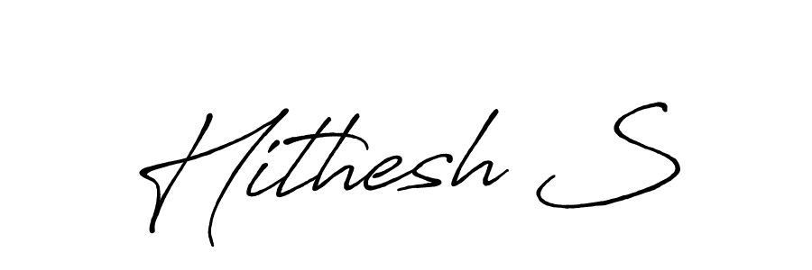 This is the best signature style for the Hithesh S name. Also you like these signature font (Antro_Vectra_Bolder). Mix name signature. Hithesh S signature style 7 images and pictures png