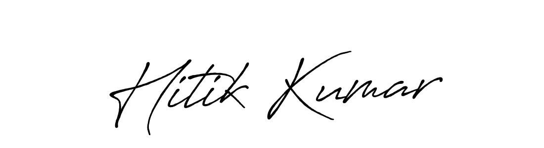 How to make Hitik Kumar name signature. Use Antro_Vectra_Bolder style for creating short signs online. This is the latest handwritten sign. Hitik Kumar signature style 7 images and pictures png