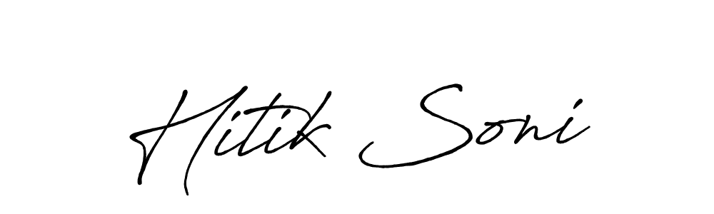 Create a beautiful signature design for name Hitik Soni. With this signature (Antro_Vectra_Bolder) fonts, you can make a handwritten signature for free. Hitik Soni signature style 7 images and pictures png