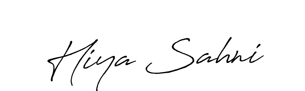 Make a beautiful signature design for name Hiya Sahni. With this signature (Antro_Vectra_Bolder) style, you can create a handwritten signature for free. Hiya Sahni signature style 7 images and pictures png