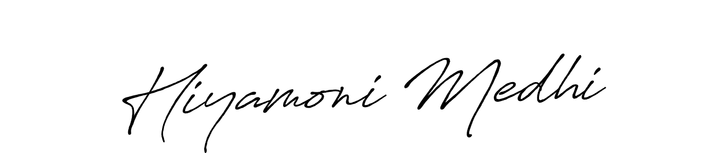 Create a beautiful signature design for name Hiyamoni Medhi. With this signature (Antro_Vectra_Bolder) fonts, you can make a handwritten signature for free. Hiyamoni Medhi signature style 7 images and pictures png