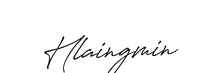 Use a signature maker to create a handwritten signature online. With this signature software, you can design (Antro_Vectra_Bolder) your own signature for name Hlaingmin. Hlaingmin signature style 7 images and pictures png