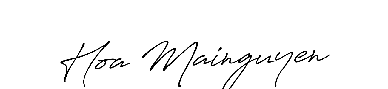 Also You can easily find your signature by using the search form. We will create Hoa Mainguyen name handwritten signature images for you free of cost using Antro_Vectra_Bolder sign style. Hoa Mainguyen signature style 7 images and pictures png