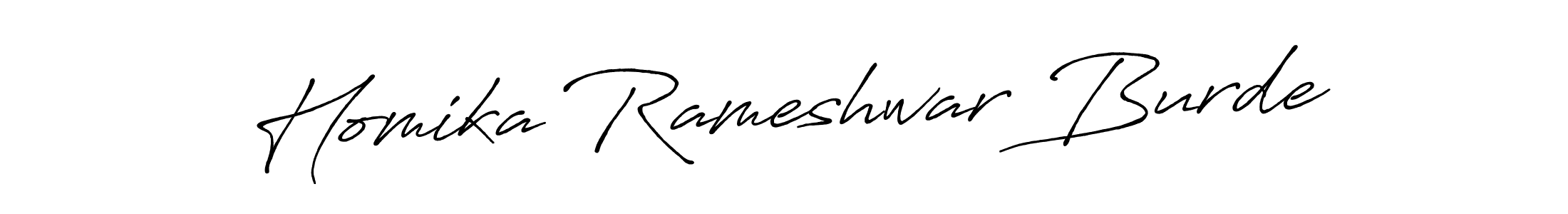 How to make Homika Rameshwar Burde name signature. Use Antro_Vectra_Bolder style for creating short signs online. This is the latest handwritten sign. Homika Rameshwar Burde signature style 7 images and pictures png