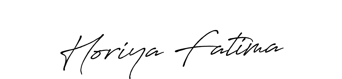 Make a beautiful signature design for name Horiya Fatima. With this signature (Antro_Vectra_Bolder) style, you can create a handwritten signature for free. Horiya Fatima signature style 7 images and pictures png
